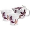 Kunzan Kiln Teapot Hasami Made In Japan Pair of Tea 240ml and 130ml for Includes Tea Poinsettia Design J-kitchens Set, Ware, (Teapot, Teacups, Set),