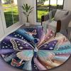1pc Butterfly Rug, Comfortable Printed Home Round Carpet, Cozy Office Chair Rug