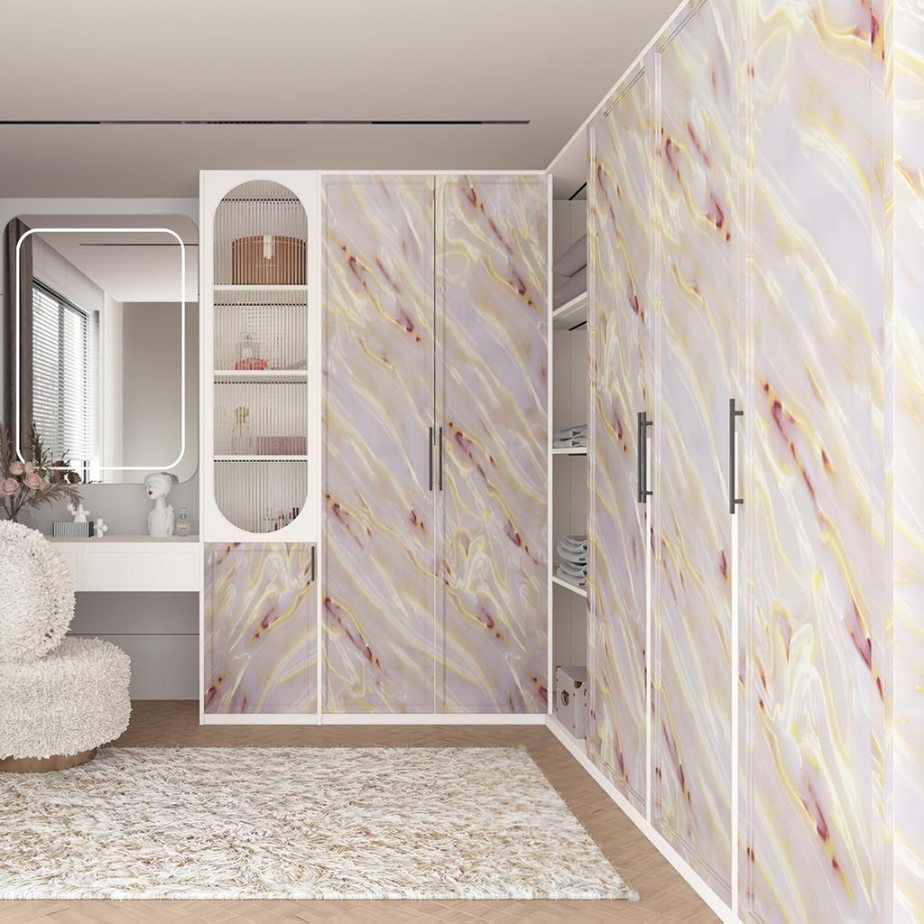 Boobest Ширина 80 см x Длина 9 м Золотисто-розовые обои Наклейка Кухня Водонепроницаемый мраморный лист для фотографии Мраморный ремейк лист Плитка Дверь Фусума Стол