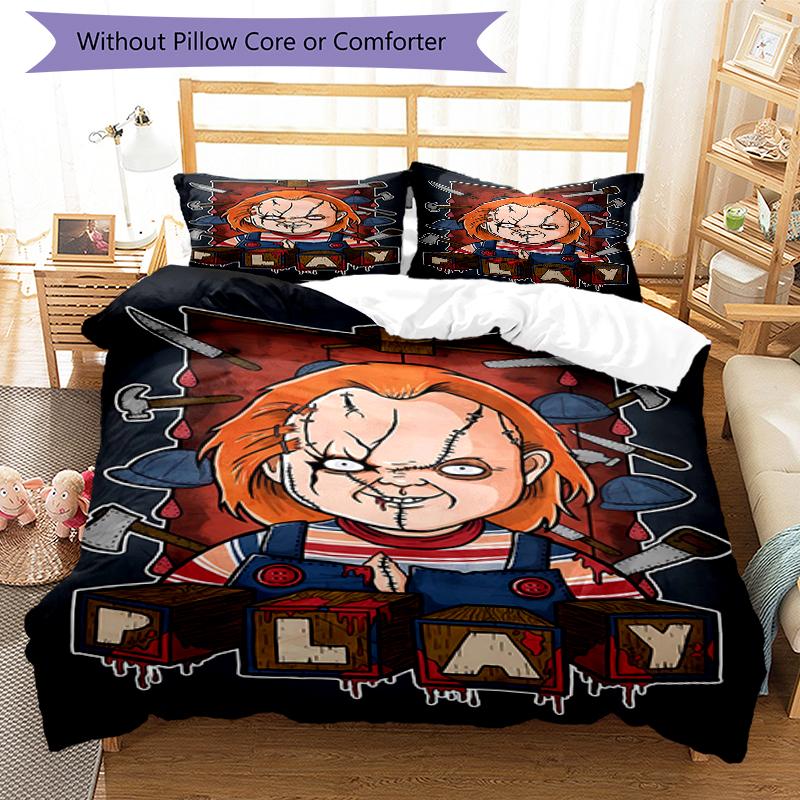 3pcs Chucky2 Design Cover Set - HD Printed Bedding with 1 Cover and 2 Pillowcases - Perfect for Home and Dorm Decor