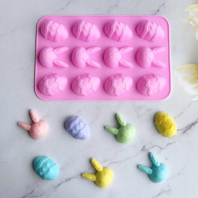 Легко извлекаемый кролик шоколадные формы 12 отверстий пасхальное яйцо желе печенье силиконовая форма праздничные свечи изготовление роспись гипсовый декор