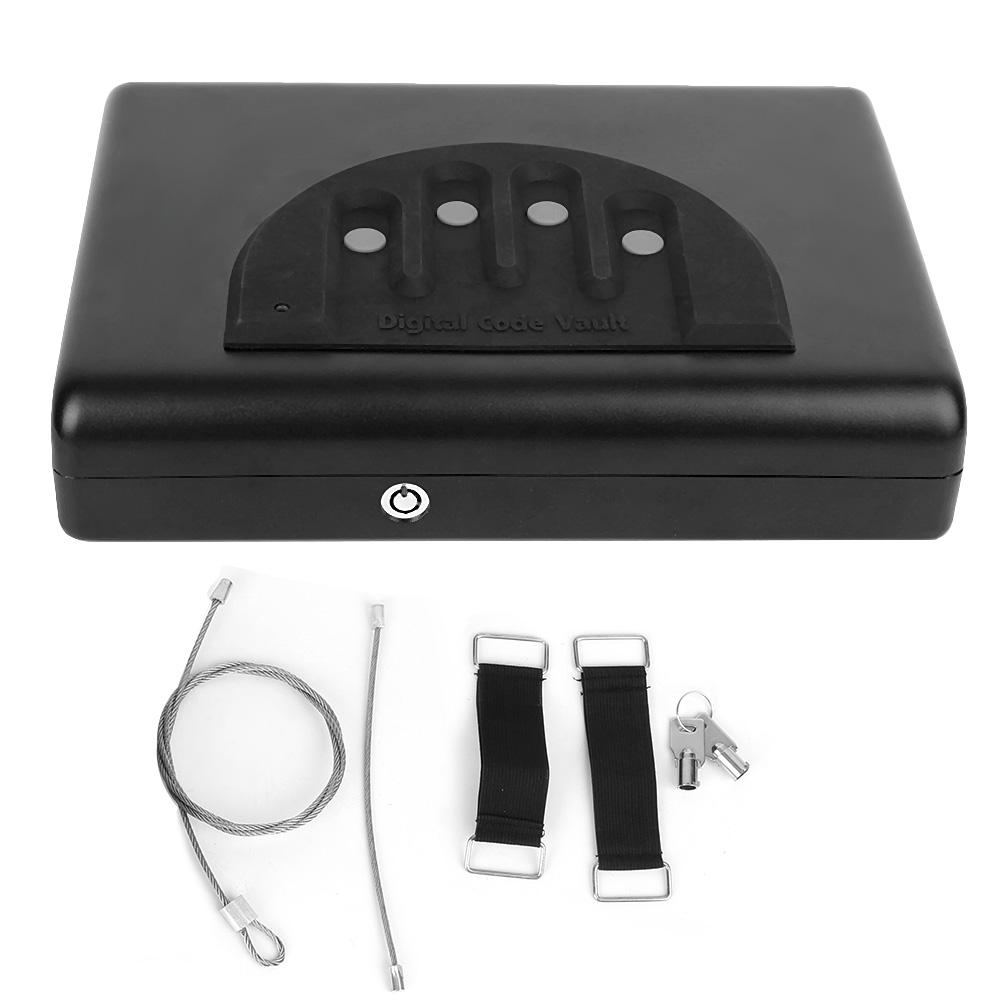 Portable Safe Valuables Jewelry Storage Box Digital Password and Spare Key Lock