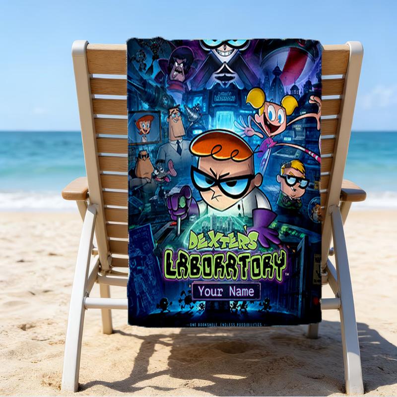 Custom Name Beach Towel Dexter Power Adventure Beach Towel, Soft Microfiber, Gift for Her/Him, Birthday, for Pool, Beach, Travel, Fan gifts
