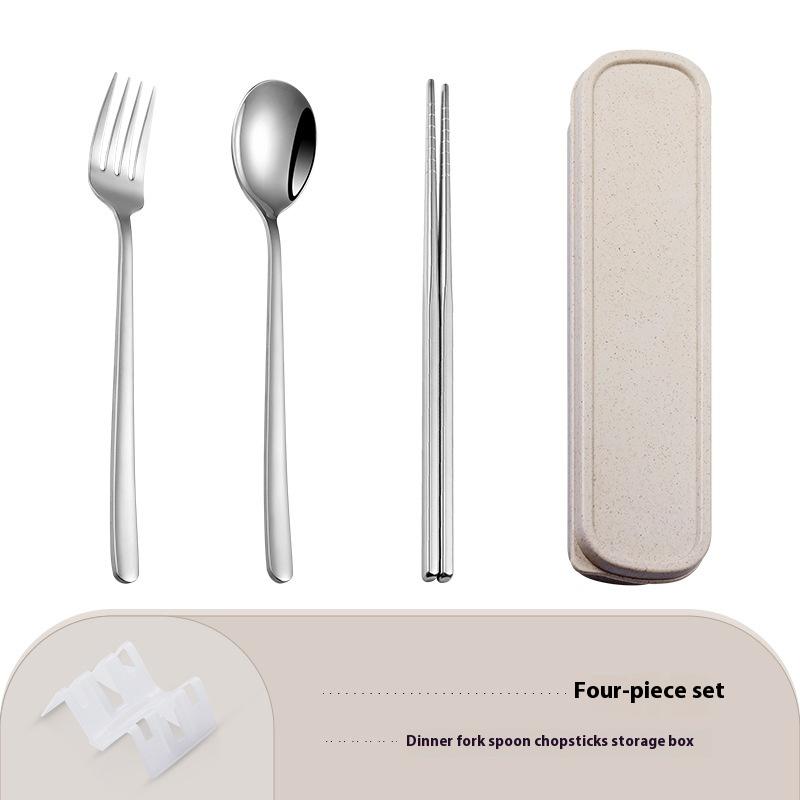 Нержавеющая сталь портативная столовая посуда корейские ложки палочки для еды вилки набор студенческий офисный рабочий походная дорожная посуда кухня