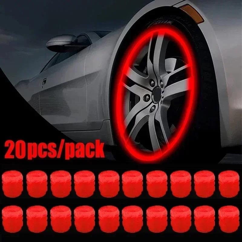 4/20PCS Luminous Car Tire Valve Cap Fluorescent Night Glowing Decor Motorcycle Bike Wheel Nozzle Dustproof Tyre Valve Stem Caps Tire Chucks 1