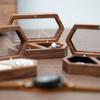 Luxury Mini Wood Rings Box Square Jewelry Organizer Rings Display Case  Marriage Anniversary