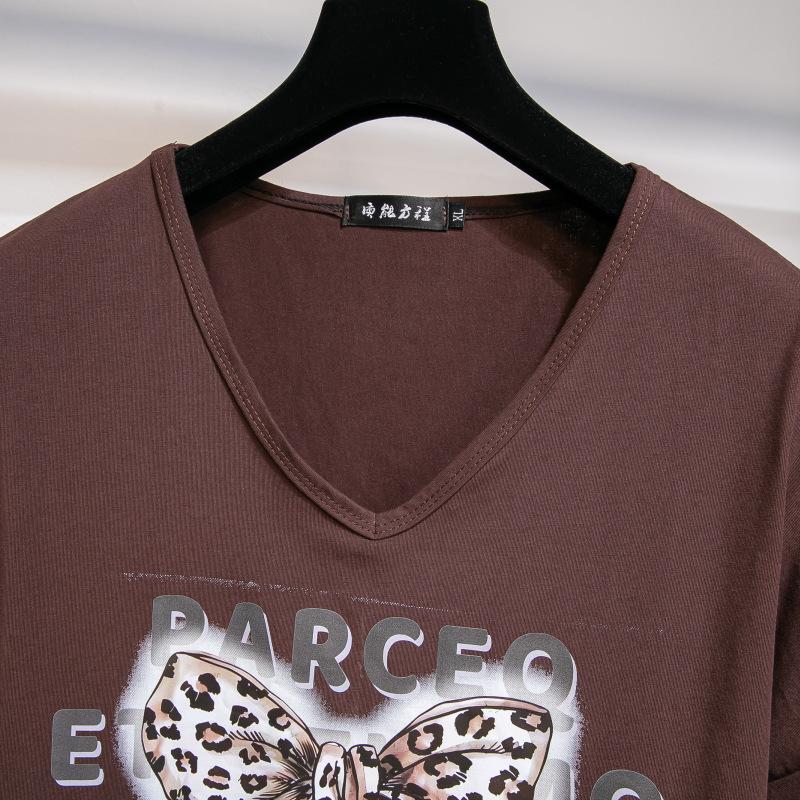 Плюс Размер Женский Летний Новый Свободный Дизайн Sense Короткий Рукав Топ