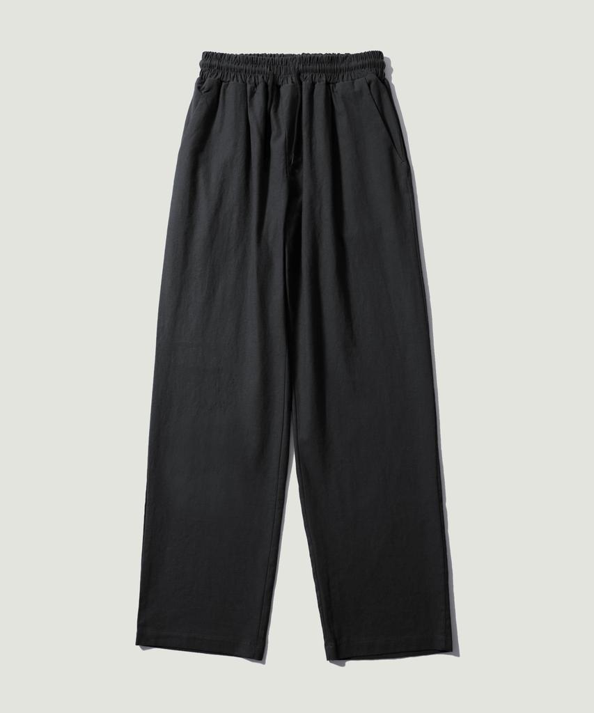 EASE Linen Elastic Waist Pants [Regular Fit]_Black_Unisex