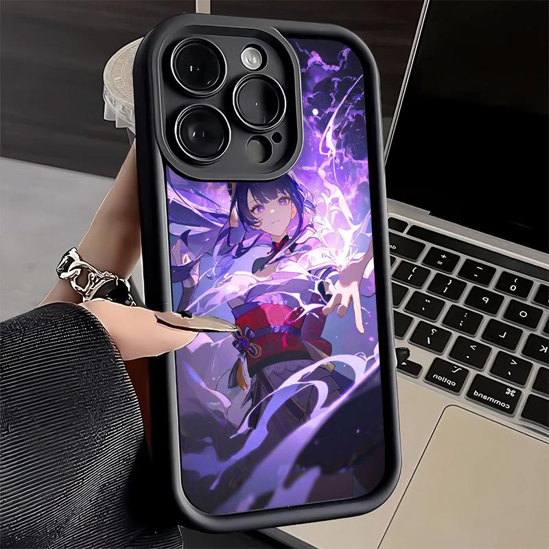 Чехол для телефона iPhone 17 Air 16E 15 16 Pro Max Genshin Impact Райдэн Сёгун Чехол 14 Plus 13 12 Mini Мягкий Силиконовый Fundas