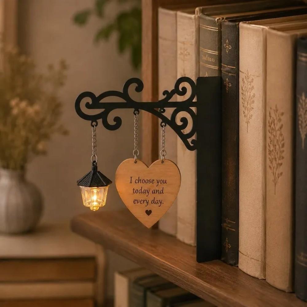 Vintage Bookshelf Lantern Light Wooden Bookshelf Lamp Bookshelf Ghost Light  Library
