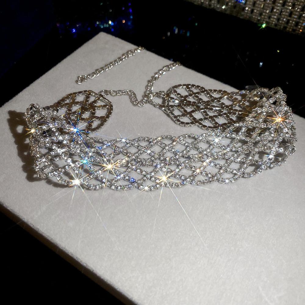 Fashion Retro Temperament Neck Chain Rhinestone Sparkling Collar Chain Bridal