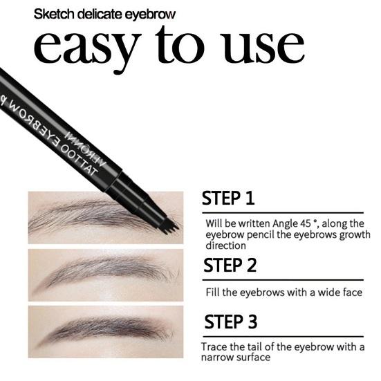 Жидкий карандаш для бровей с кисточкой с четырьмя вилками. Профессиональный водостойкий, устойчивый к поту карандаш для бровей. Стойкий макияж. Легко окрашивается. Четкость бровей.