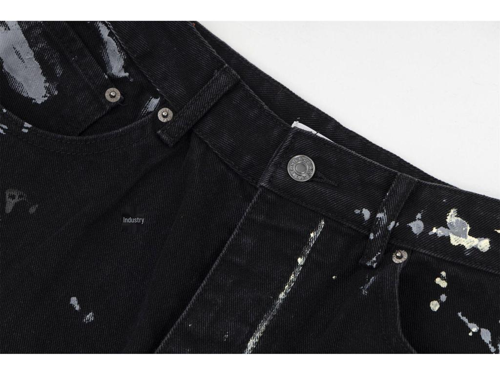 Unisex American Graffiti Print Wide-Leg Jeans - Niche Fashion