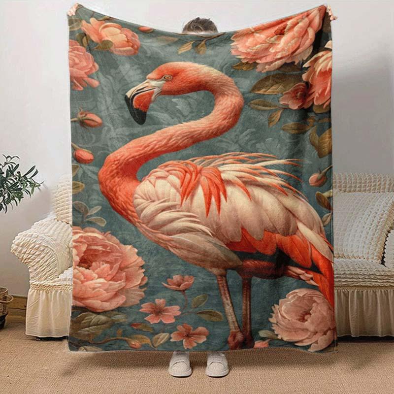 1pc Flamingo Printing Lightweight Flannel Blanket, Comfortable and Warm Blanket, for Camping Sofa Bed and Couch Office, Gift