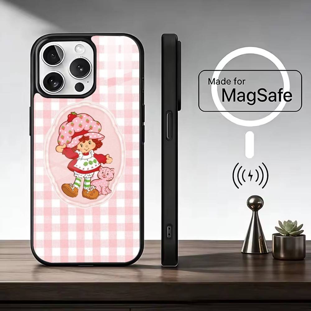 S-Чехол для телефона «Клубничный бисквит» для iPhone 17, 16, 15, 14, 13, 12, 11 Plus, Pro Max Магнитный для Magsafe Беспроводной зарядки