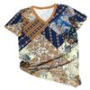 Summer V-neck 3D Ethnic Style Printed Top Fashionable Casual Short Sleeved Women's T-shirts