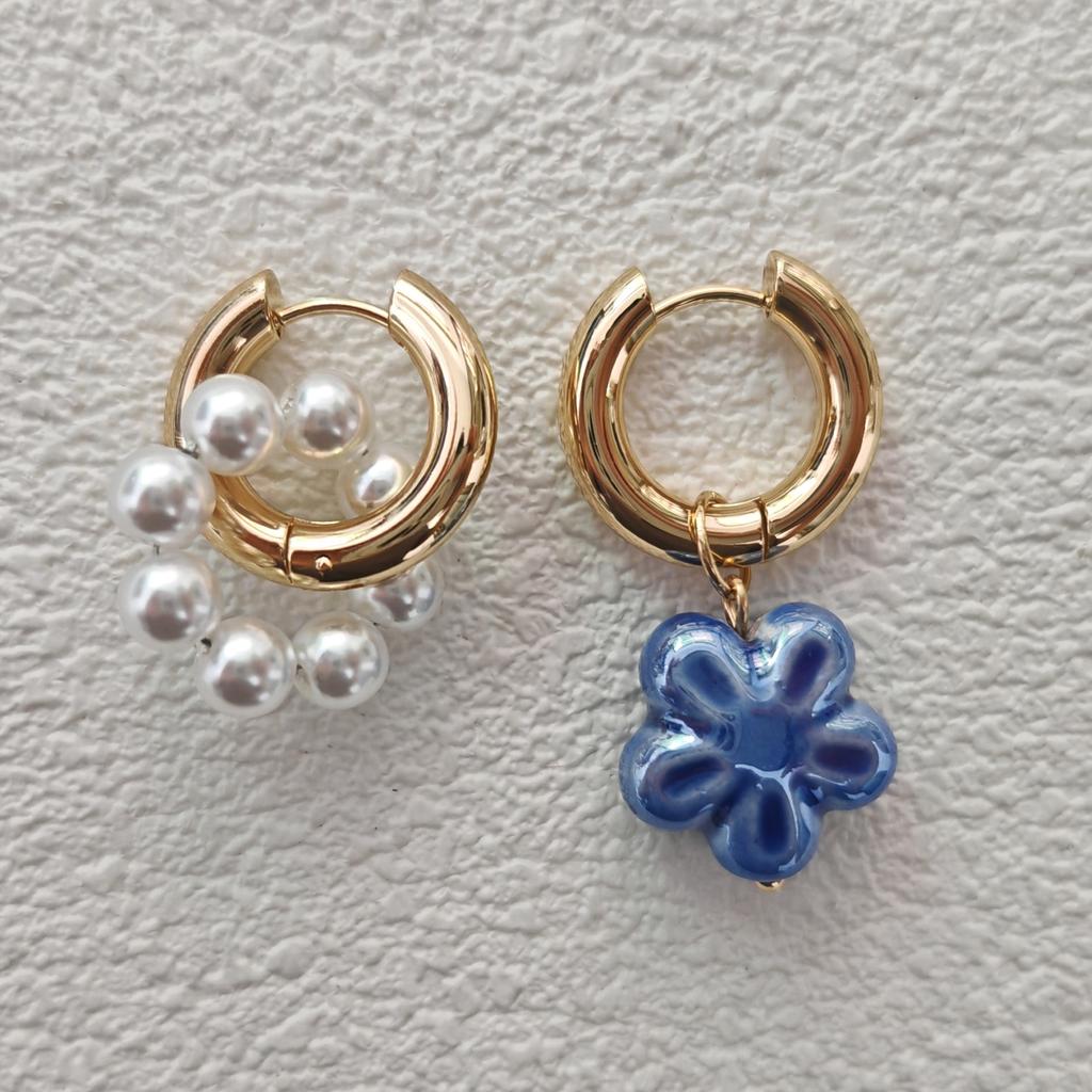 European Baroque Vintage High-end Asymmetrical Gold Color Pearl Earrings for Women Sassy Temperament Elegant Jewelry Party Gifts