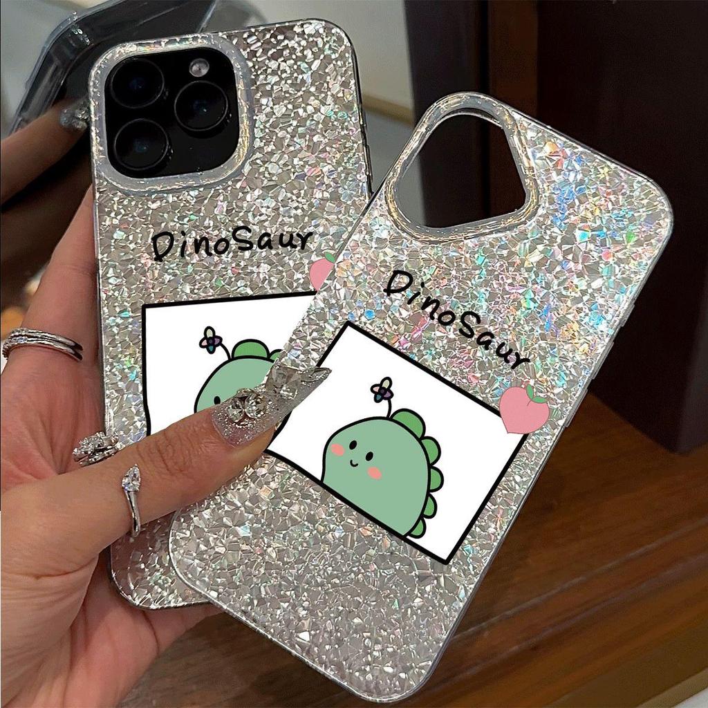 Case for iphone 12 XR Air 11 17 Pro 15 XS Max 14 18 Pro Max 16 Plus 13 Cute Dinosaur Shattered Airbag Shockproof Cover