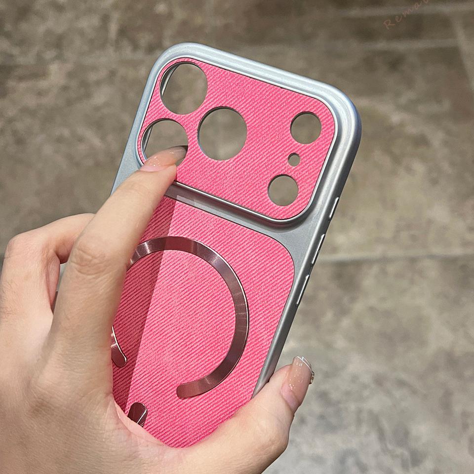 Official Magnetic Phone Case For For Iphone 17 Air 13 11 12 14 1 16 Pro Max Cowboy Cloth Wireless Charge Protector Cover