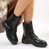 Fashion New Women's Flat Bottom Boots Lace Up 2024 Fashion Women's Zipper Boots Women's Ankle Boots Solid Color