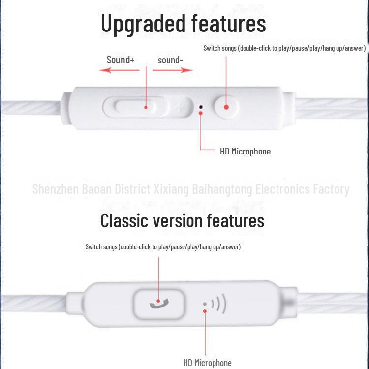 Высококачественные проводные наушники-вкладыши с микрофоном и мощными басами для игр и караоке