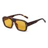 Vintage Yellow Oversized Square Sunglasses Women Men Luxury Designer Flat Top Tortoiseshell Sunglasses Lentes Mujer S3917