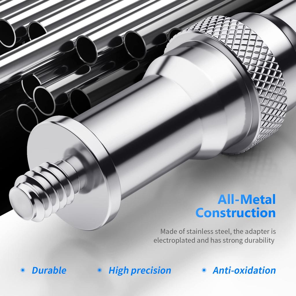 NEEWER Universal to Metal Male Converter Thread Adapter Spigot Stud for Light Hot Cold Shoe Ball Wireless Flash and Triggers ST22 3-Pack 1/4" 3/8"