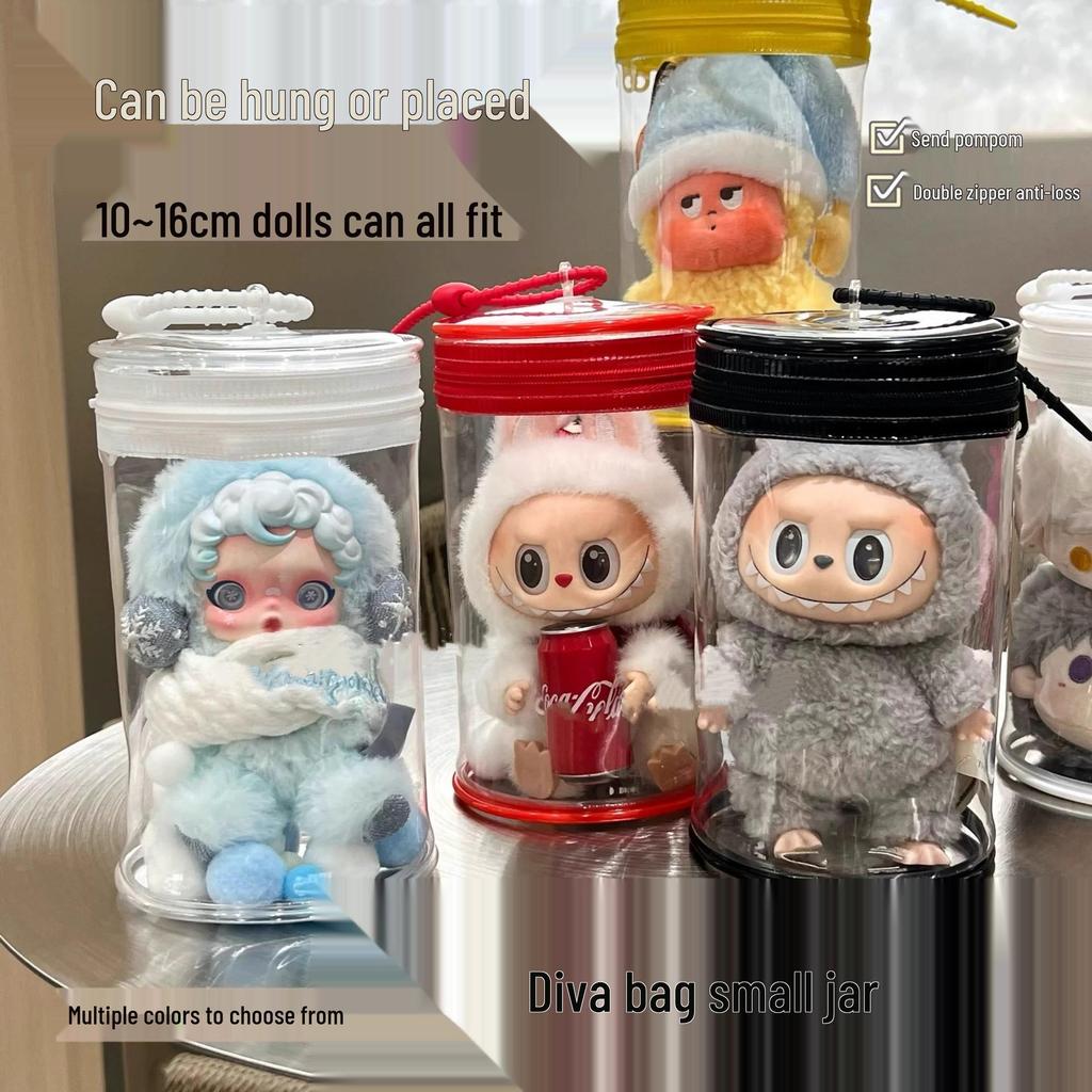 Labubu Doll Storage Bag: Transparent Dustproof Display for Winter Season