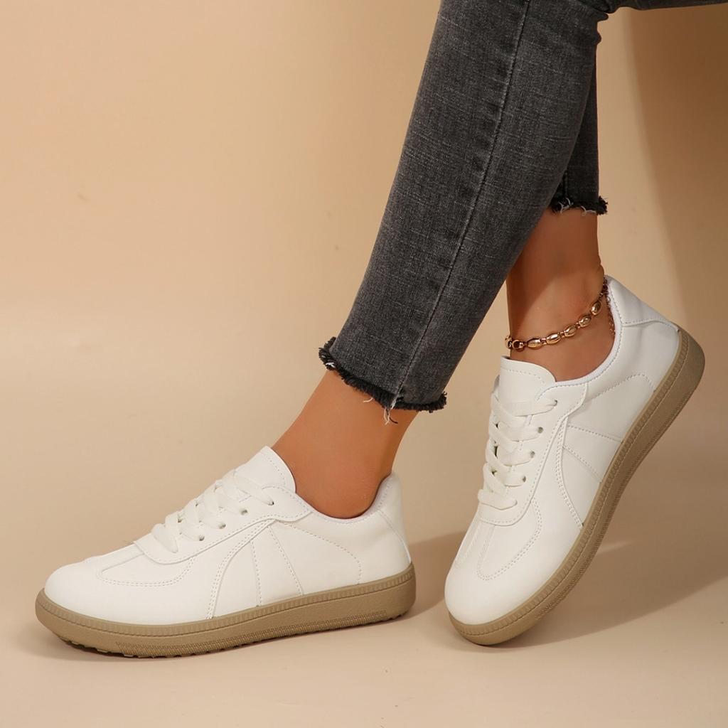 Ретро женская обувь Dexun 2025 новая летняя на плоской подошве износостойкая маленькая белая спортивная и повседневная обувь Forrest Gump на шнуровке