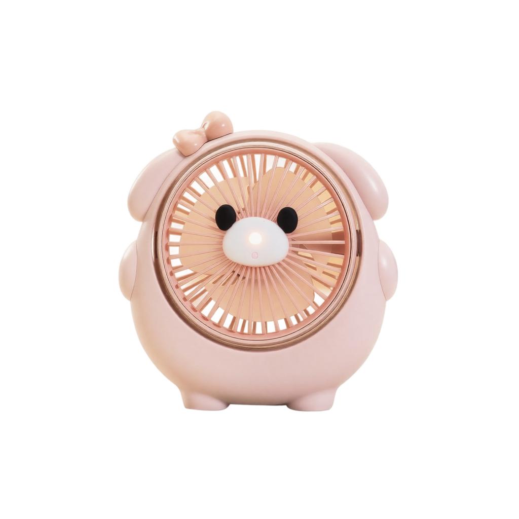 Portable USB Rechargeable Desktop Fan Small Personal Fan with Cute Dog Shape Design for Office Home Travel Use Quiet Operation