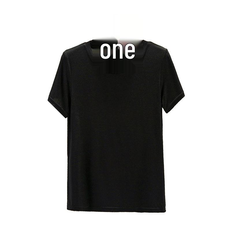 Женская однотонная модальная футболка с круглым вырезом - Базовый летний пуловер с коротким рукавом