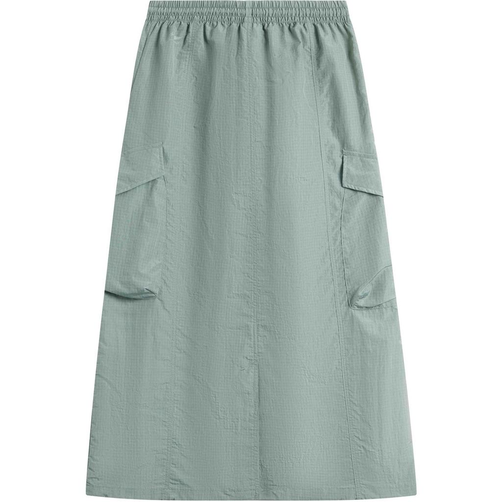 Li Ning Sports Lifestyle Series однотонная средняя талия завязывающаяся шнурок удобная дышащая прямая повседневная длинная юбка женские юбки серо-зеленые ASKU128-1