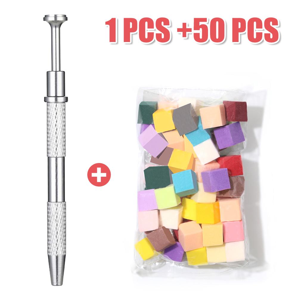 LINMANDA 200/50PCS Nail Sponges With Silver Grabbing Pen Nail Art Color Gradient Aura Effect Designs Brush Precise Manicure Tool