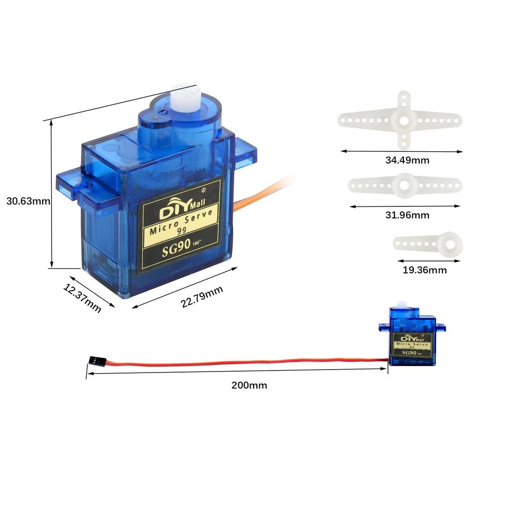 DIYmall SG90 9g Micro Servo 180° Analog Servo + 3CH Digital Multi-Servo Tester + 4-Cell AA Battery Holder Case 6V
