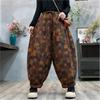 Johnature Женские зимние модные брюки-шаровары в винтажном стиле с принтом, свободные повседневные брюки с эластичной резинкой на талии в китайском стиле