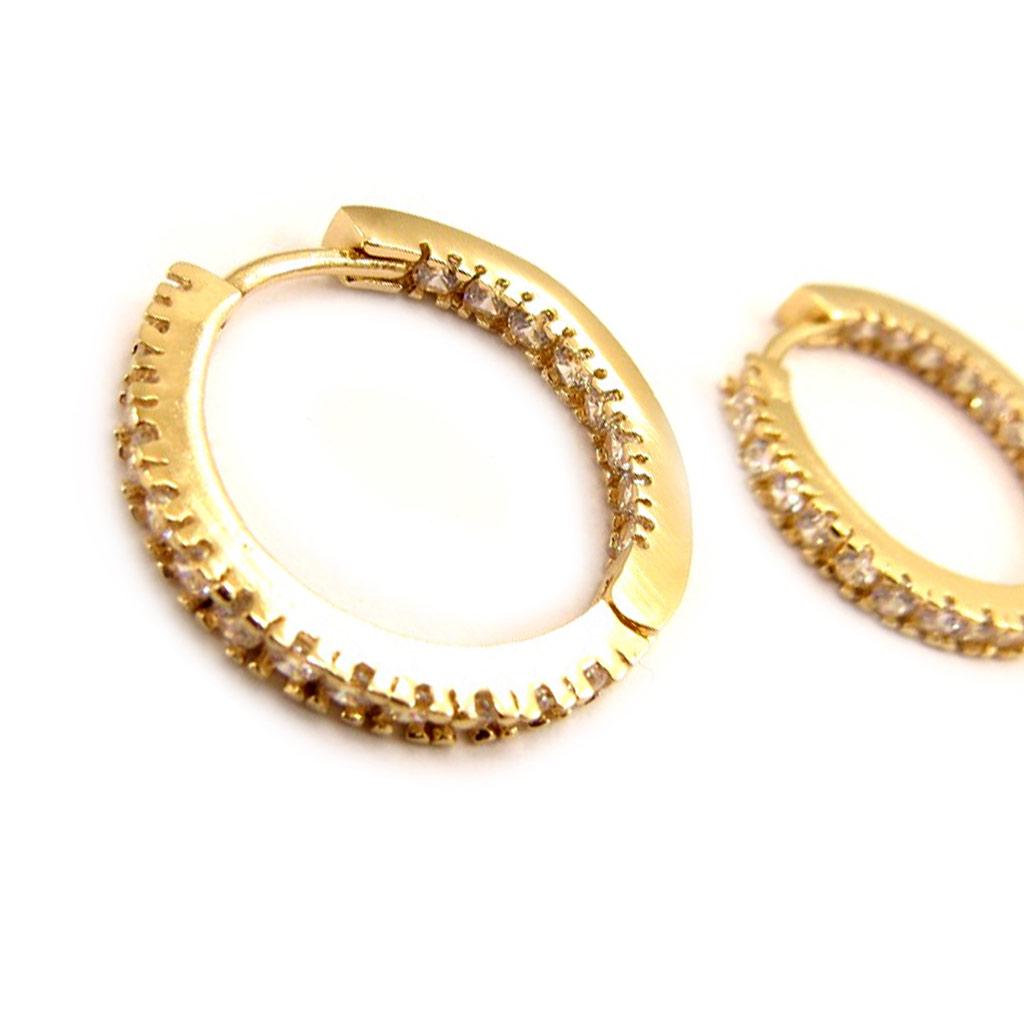 Les Trésors De Lily [L4565] - Позолоченные серьги-кольца Cristal Plénitude, золотисто-белые - 20x3 мм