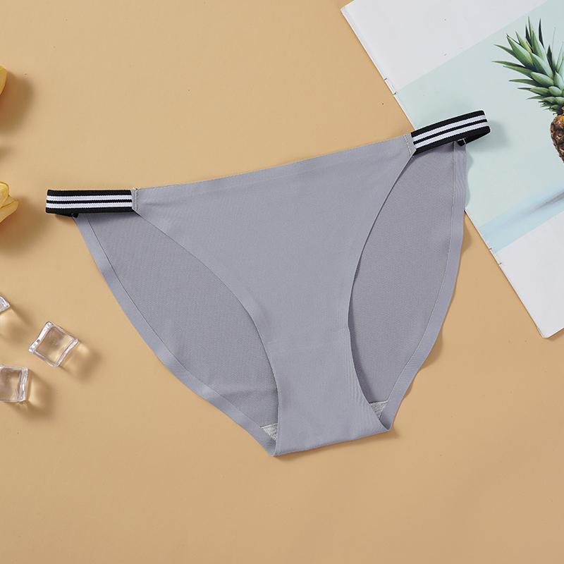 Модные бесшовные трусики, женские трусы с низкой посадкой, удобные трусы, полосатый пояс, ледяной шелк, сексуальное женское нижнее белье, нижнее белье