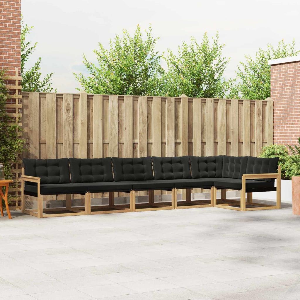 Outdoor Sofa Set with Cushions 6 pcs White and Black