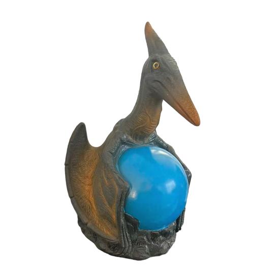 Gothic LED Table Lamp Raven's Moonlight/Pterosaur Desk Lamp Mysterious Crow/Dinosaur on Glowing Orb Sculpture for Halloween Fantasy Indoor Home Decor