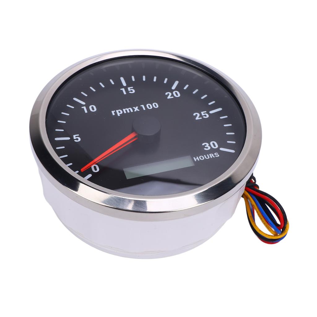 110мм 4 3 8 дюймов Тахометр 7 цветов подсветки DC 9 32В 3000 об/мин Прибор с счетчиком моточасов для автомобиля, яхты, дома на колесах, лодки, грузовика, черный