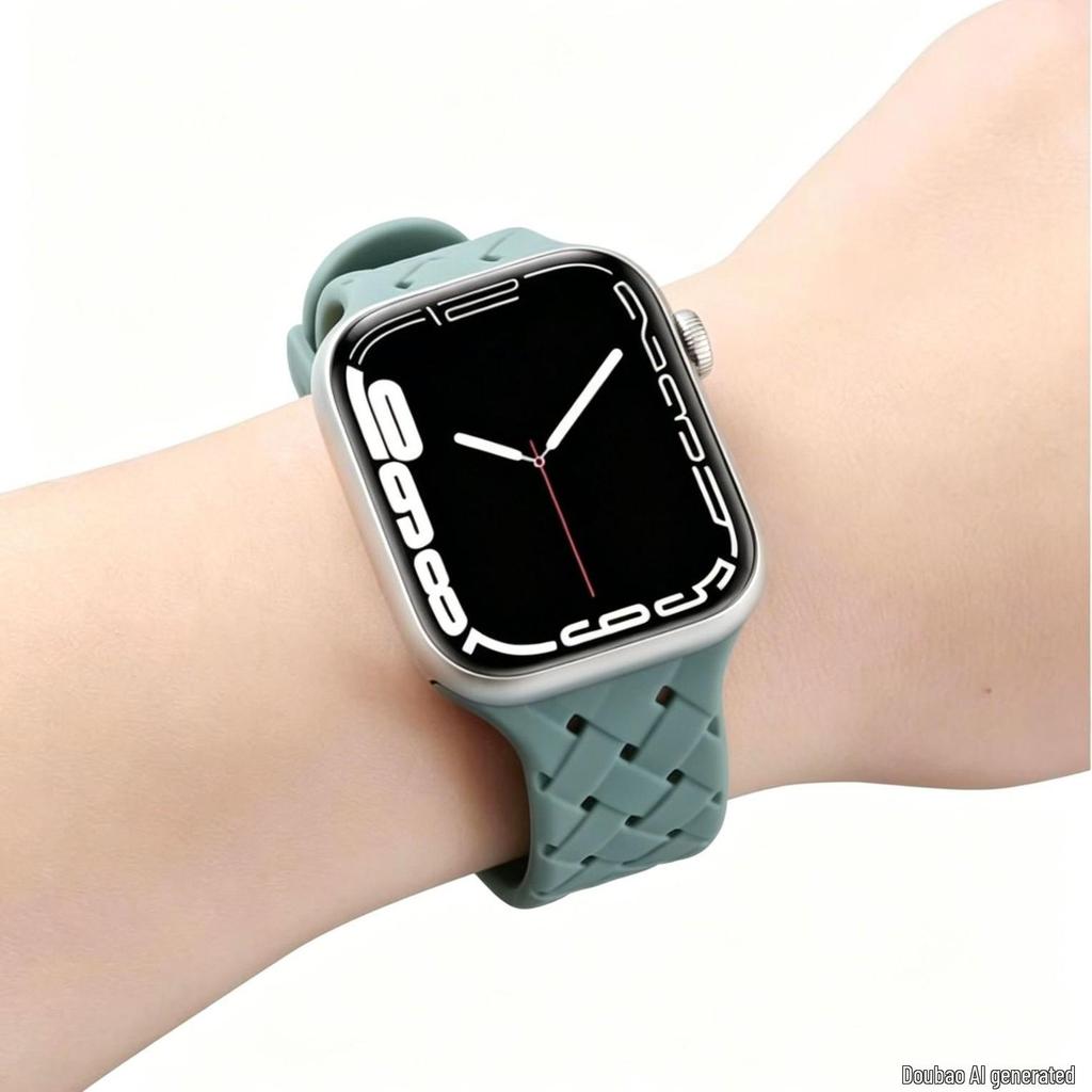 Дышащий силиконовый спортивный ремешок с плетеной текстурой для Apple Smartwatch с штифтовой пряжкой