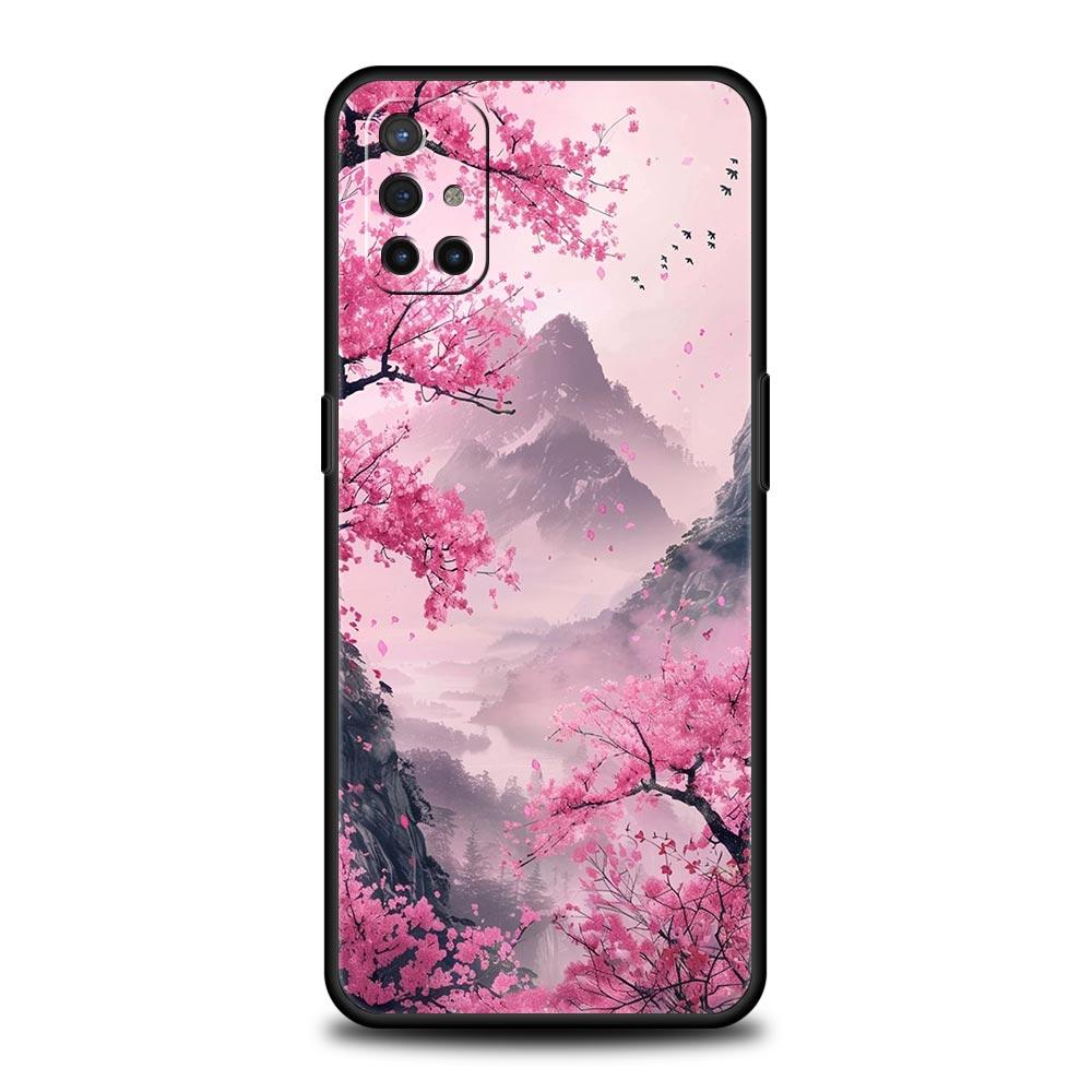 Phone Case For Oneplus 13R 13 12 10T 11 R10 Nord N100 N200 N10 9 9R CE 2 3 Z Pro Lite 5G Soft TPU Cover Pink Sunset Mountain Bag