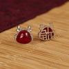 Серьги-гвоздики Fulong из стерлингового серебра 925 пробы с агатом, женские новые простые ретро-серьги в китайском стиле, натальный год, зодиакальный дракон, сокровище