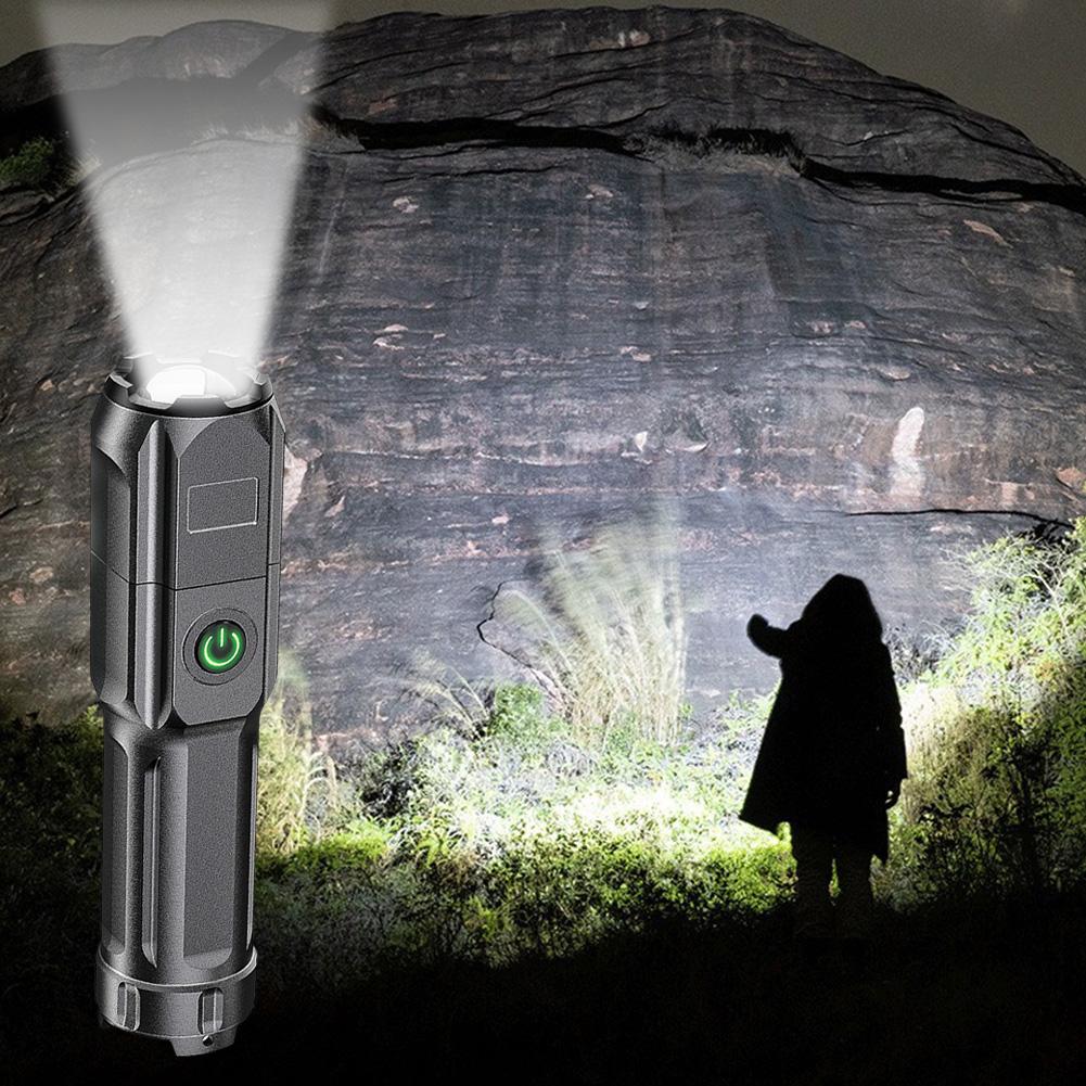 Powerful LED Flashlight Anti-Slip High Power Flashlight Waterproof Super Bright Flashlight USB Charging for Outdoor Camping Use