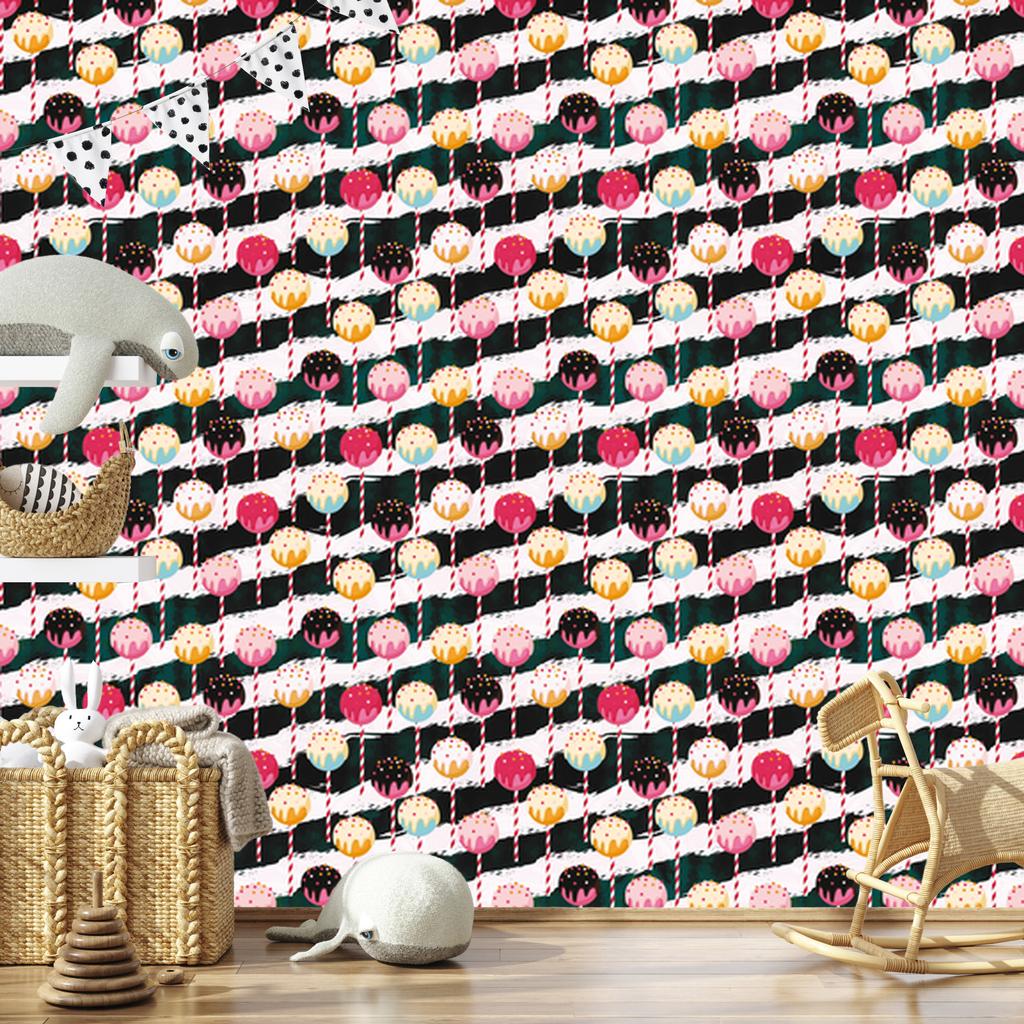 Wallpaper Colorful lollipops with a zigzag pattern for the living room and bedroom 50x1000
