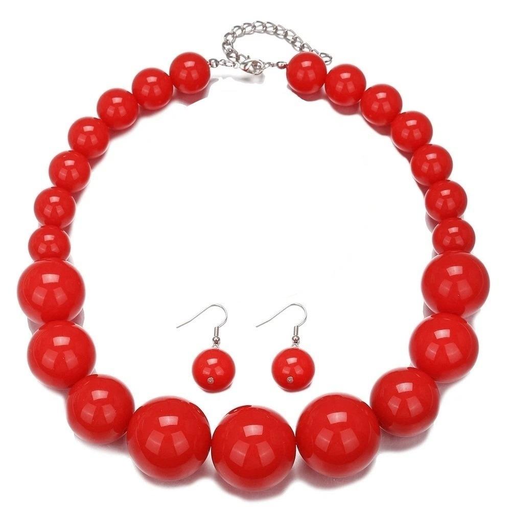 3 pcs/set Exaggerated Jewelry Set Gradient Size Drop Earrings Necklace Earrings Set Women