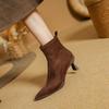 Fashion NEW Autumn/Winter Women Boots Pointed Toe Kitten Heel Shoes Sheep Suede Leather Shoes for Women Zipper Ankle Boots Modern Boots