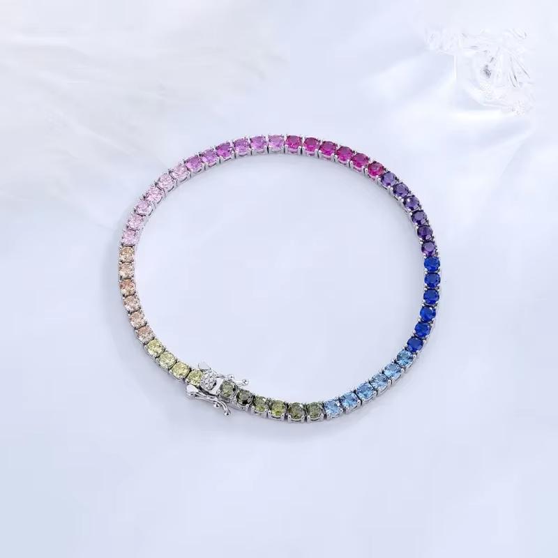 High Grade Cubic Zirconia 925 Sterling Silver Tennis Chain Bracelet Gold Plated Hypoallergenic Gift