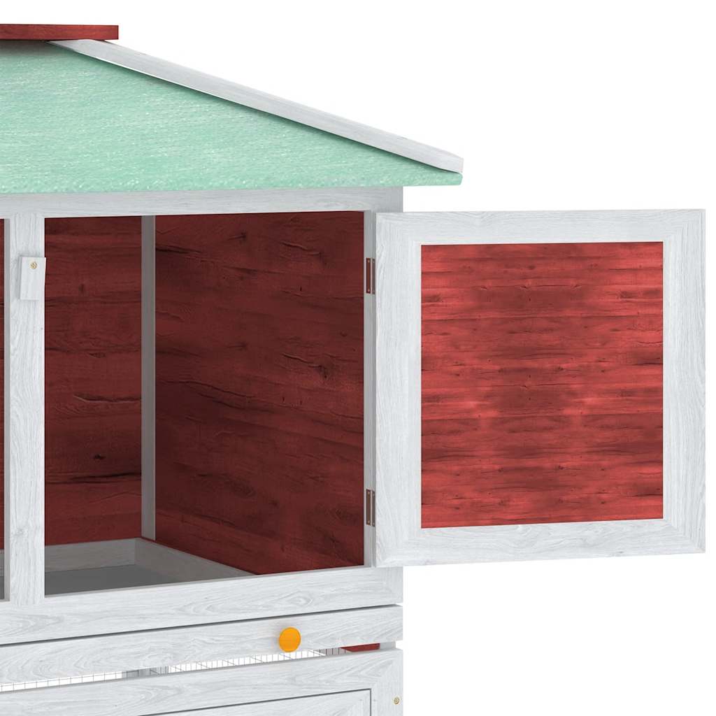 Small Animal Rabbit Hutch 2 Story Red Wood
