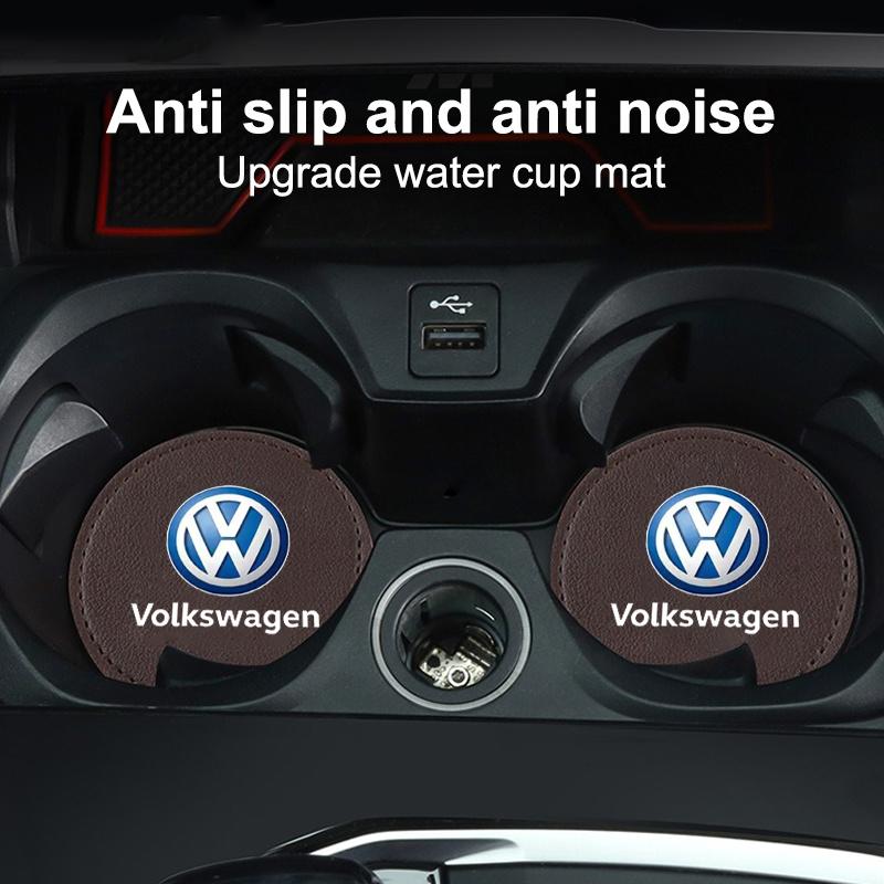 For VW 2Pcs Car Non Slip Water Cup Pad Car Rubber Mat Accessories For VW Volkswagen Golf Polo Passat Tiguan Touran Jetta Car-S